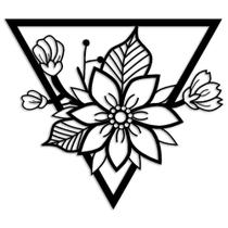 Quadro Decorativo Pirâmide Floral Preto em MDF Quadro Decorativo Pirâmide Floral Preto em MDF