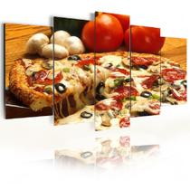 Quadro Decorativo Pizza Mosaico p/ Cozinha Lanchonete Pizzaria Sala de Jantar 105x60cm