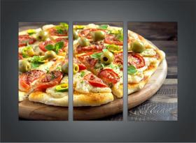 Quadro Decorativo Pizza Pizzarias Restaurantes Gourmet Com 3 peças Com Moldura