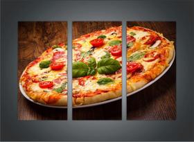 Quadro Decorativo Pizza Pizzarias Restaurantes Gourmet Com 3 peças Com Moldura