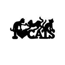 Quadro Decorativo Placa I Love Cats MDF 3mm Preto Fosco