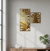 Quadro Decorativo Placa Trio Floral Contemporâneo Flora Minimalista Natural Dupla Face
