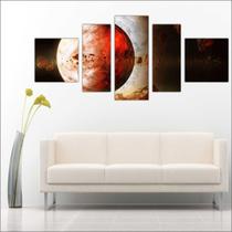 Quadro Decorativo Planetas Universo Terra Lua Galáxias Estrelas Espaço Sol 5 Peças TT13 Quadro Decorativo Planetas Universo Terra Lua Galáxias Estrelas Espaço Sol 5 Peças TT13