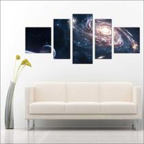 Quadro Decorativo Planetas Universo Terra Lua Galáxias Estrelas Espaço Sol 5 Peças TT5 Quadro Decorativo Planetas Universo Terra Lua Galáxias Estrelas Espaço Sol 5 Peças TT5