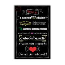 Quadro Decorativo Poema Lousa Negra 30x20 Mdf Madeira Adesivado