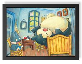 Quadro Decorativo Pokémon Snorlax Van Gogh geek.frame presente decoração sala quarto geek