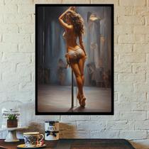 Quadro Decorativo Pole Dance com Moldura E Acetato Tamanho A3