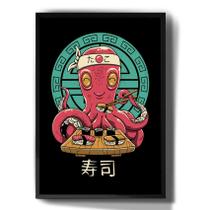 Quadro Decorativo Polvo Sushi Arte Japonesa Desenho