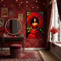 Quadro Decorativo Pomba Gira Rosa Vermelha Entidade -70X50Cm