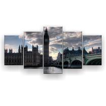 Quadro Decorativo Ponte Big Ben Londres 129x61 5 Peças