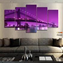 Quadro Decorativo Ponte de Manhattan 130x63 em tecido Quadro Decorativo Ponte de Manhattan 130x63 em tecido
