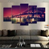 Quadro Decorativo Ponte de Manhattan Sépia 130x63 em tecido Quadro Decorativo Ponte de Manhattan Sépia 130x63 em tecido