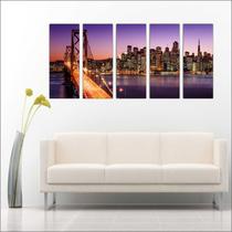 Quadro Decorativo Ponte Estados Unidos Mosaico Com 5 Peças