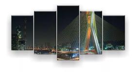 Quadro Decorativo Ponte Estaiada São Paulo 129x61 Sala Quadro Decorativo Ponte Estaiada São Paulo 129x61 Sala