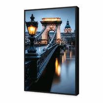 Quadro decorativo ponte iluminada com moldura