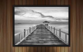Quadro Decorativo Ponte Praia Preto e Branco Paisagens Natureza Decorações Com Moldura Quadro Decorativo Ponte Praia Preto e Branco Paisagens Natureza Decorações Com Moldura