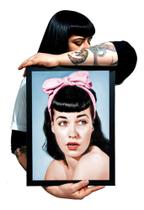 Quadro Decorativo Pop Art Bettie Page Pinup Colorida 44x32cm