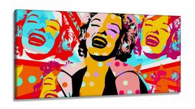 Quadro Decorativo Pop Art Marilyn Monroe em Tecido Canvas 130x60