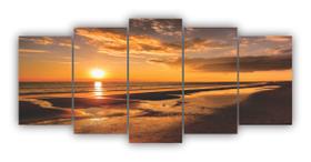 Quadro Decorativo Por Do Sol 2 Mosaico 5 Peças 1,00X0.60 Cm