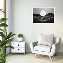 Quadro Decorativo Pôr do Sol P&B Abstrato - 50x70cm