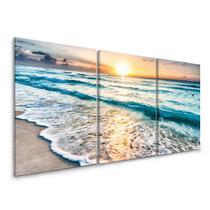 Quadro Decorativo Por do Sol Praia Mar 180x90 Sala Kit