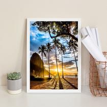 Quadro Decorativo Por Do Sol Praia Rio De Janeiro 33x24cm - com vidro