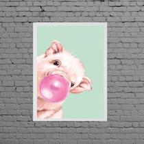 Quadro Decorativo Porquinho Bubble Gum 45x34cm