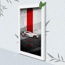 Quadro Decorativo Porsche GT3RS + Vidro 33x25 Escritório Quadro Decorativo Porsche GT3RS + Vidro 33x25 Escritório