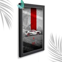 Quadro Decorativo Porsche GT3RS + Vidro 33x25 Escritório