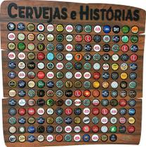 Quadro Decorativo Porta Tampinhas - 150 Cervejas E Histórias