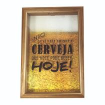 Quadro Decorativo Porta Tampinhas de Cerveja 32x22cm Madeira