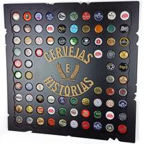 Quadro Decorativo Porta Tampinhas Preto Coleção Cervejas - Cervejas e Historias Preto