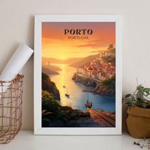 Quadro Decorativo Porto - Portugal 33X24Cm - Com Vidro
