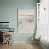 Quadro Decorativo Praia Bela-70x50cm Cor:Moldura Branca