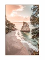 Quadro Decorativo Praia Com Pedra 83cmX53cm Moldura Caixinha Branca Quadro Decorativo Praia Com Pedra 83cmX53cm Moldura Caixinha Branca