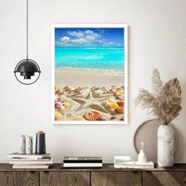 Quadro Decorativo Praia Estrela Conchas - 70x50cm Quadro Decorativo Praia Estrela Conchas - 70x50cm