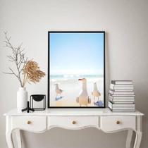 Quadro Decorativo Praia Leve - Gaivotas 45X34Cm - Com Vidro