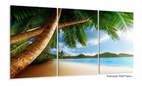 Quadro Decorativo Praia Mar Coqueiro 120x60 em tecido 3 peças