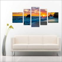 Quadro Decorativo Praia Mar Sol Pedras Salas Decorações Mosaico TT21 Quadro Decorativo Praia Mar Sol Pedras Salas Decorações Mosaico TT21