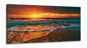 Quadro Decorativo Praia Mar Vermelho em Tecido Canvas 130x60 cm