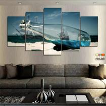 Quadro Decorativo Praia Navio Garrafa 130x63 em tecido Quadro Decorativo Praia Navio Garrafa 130x63 em tecido