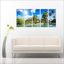 Quadro Decorativo Praia Paisagens Mar Praia Sol Com 5 Peças GG