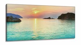 Quadro Decorativo Praia Por Do Sol Azul Hd em Tecido Canvas 130x60 Quadro Decorativo Praia Por Do Sol Azul Hd em Tecido Canvas 130x60