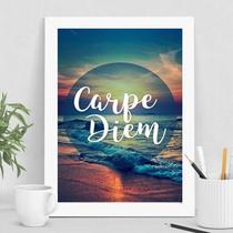 Quadro Decorativo Praia Por Do Sol CarpeDiem 33x24cm - com vidro