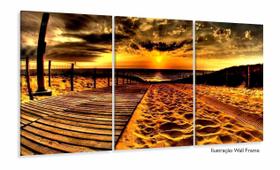 Quadro Decorativo Praia Sala Quarto Areia 120x60 3 pç Quadro Decorativo Praia Sala Quarto Areia 120x60 3 pç