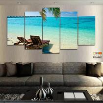 Quadro Decorativo Praia Viagem 130x63 em tecido