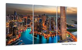 Quadro Decorativo Prédios Cidade Dubai ao Entardecer
