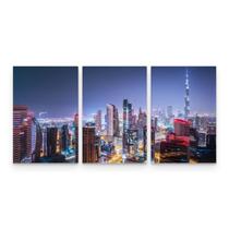 Quadro Decorativo Prédios Cidade Dubai Vista Noturna