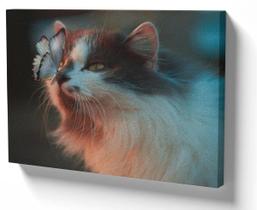 Quadro Decorativo Premium Tela 50x70 gato borboleta Quadro Decorativo Premium Tela 50x70 gato borboleta