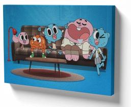Quadro Decorativo Premium Tela 50x70 gumball familia sofa desenho Quadro Decorativo Premium Tela 50x70 gumball familia sofa desenho
